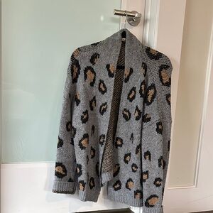 Leopard Print Gray Cardigan